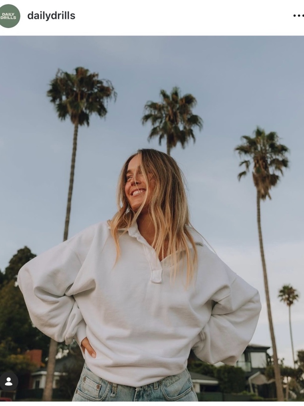 Daily Drills Collared Oversized Crewneck in White, Size M/L